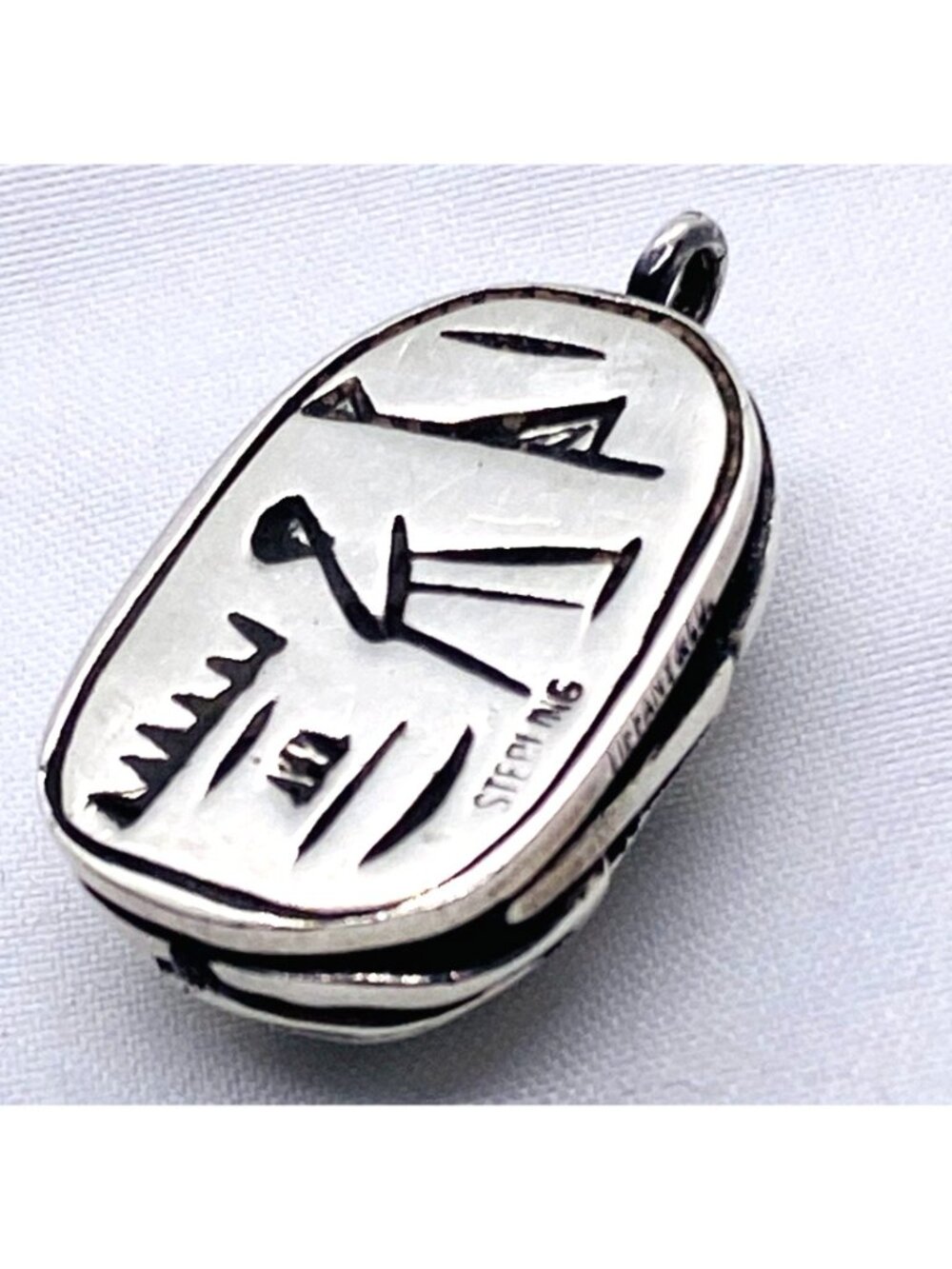 Tiffany & Co Scarab Hieroglyphics Sterling Silver 925 Pendant Charm - Picture 8 of 8